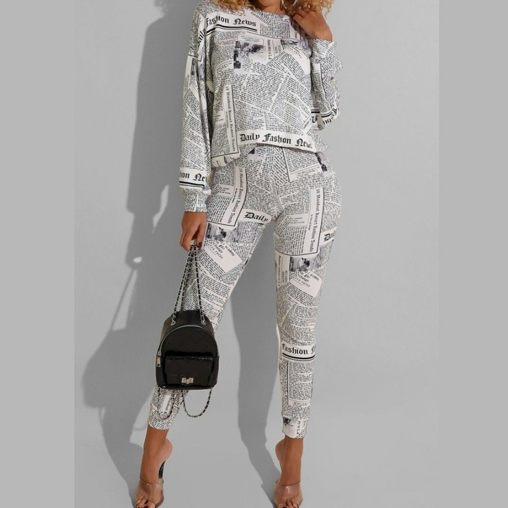 Newspaper Print Set - Pants & Top - Picture 7 of 11